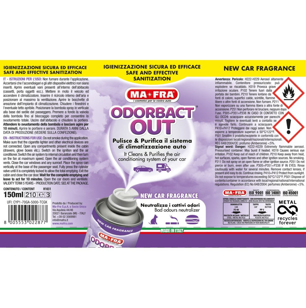 MA-FRA Odorbact Out Purifies and Cleans Car Air Conditioning System