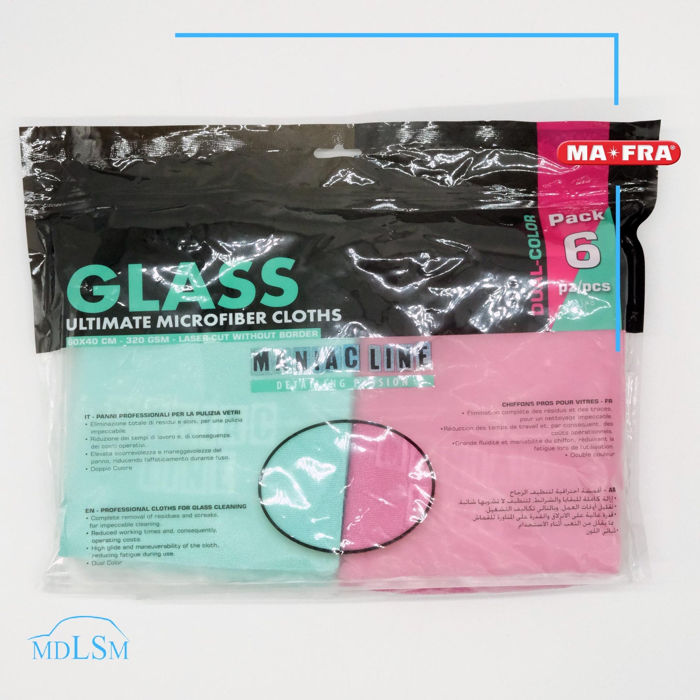 MAFRA GLASS ULTIMATE MICROFIBER CLOTHS MICROFIBRA PULIZIA VETRI PROFESSIONALE