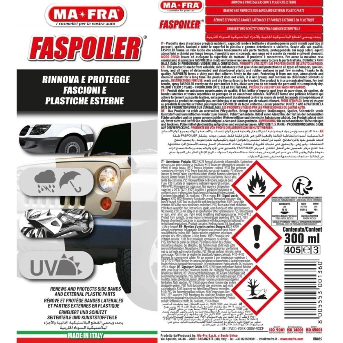 MA-FRA - Faspoiler Spray Rinnova e Protegge Paraurti Fascioni e Plastiche Auto | MA-FRA | LS Motors