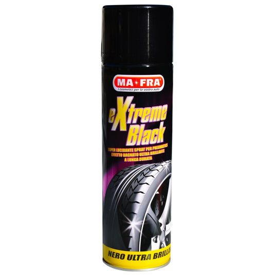 MA-FRA Extreme Black Spray Shines and Protects Tyres Wet Look Effect