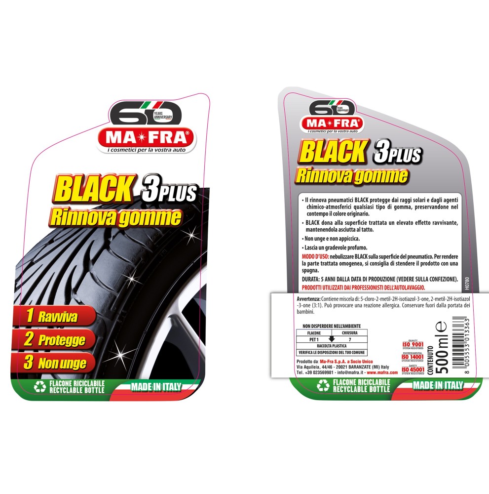 MA-FRA Black 3 Plus Renews and Protects Tyres Black Tyres Practical and Fast