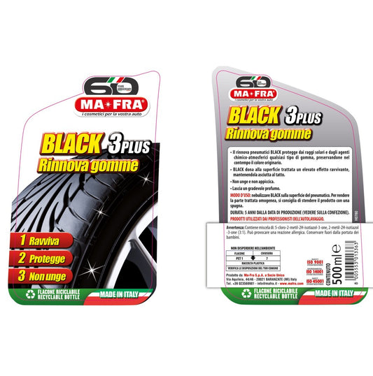MA-FRA Black 3 Plus Renews and Protects Tyres Black Tyres Practical and Fast