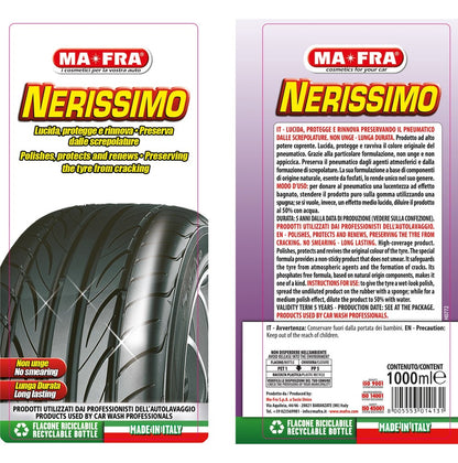 MA-FRA Nerissimo Cleans Polishes and Revives Black Tyre Liquid 1l
