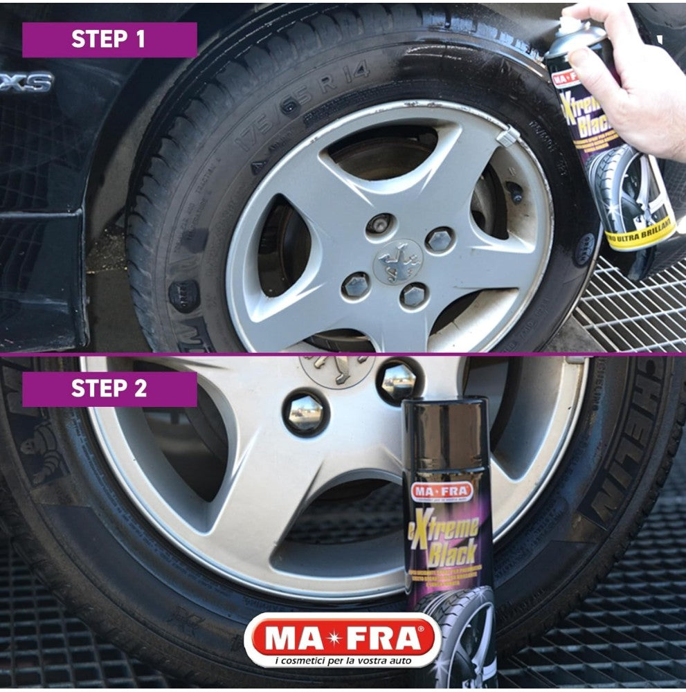 MA-FRA Extreme Black H0790 – confezione spray lucida pneumatici effetto bagnato