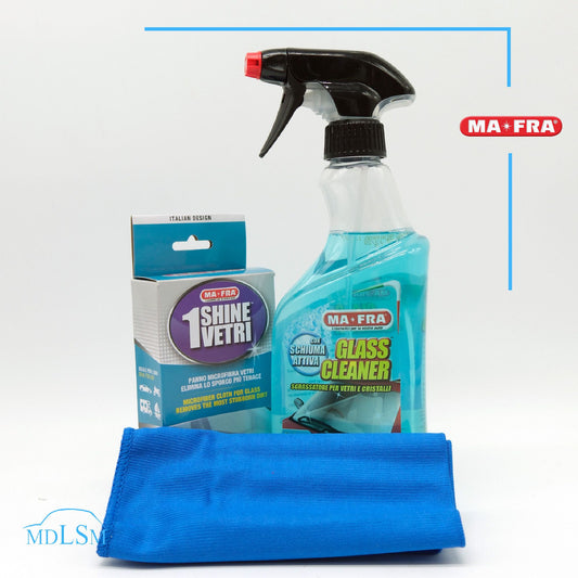 MA-FRA Kit Lavaggio Vetri - Glass Cleaner + 1shine Vetri Panno in Microfibra | MA-FRA | LS Motors