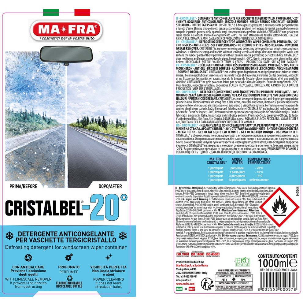 MA-FRA Cristalbel -20 antigelo invernale concentrato parabrezza lavavetri auto moto