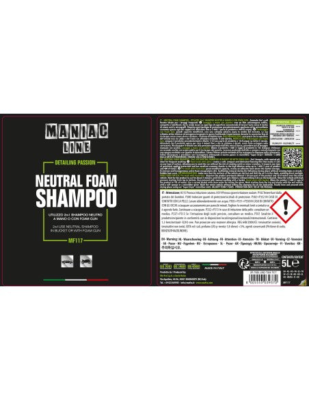 MA-FRA Maniac Line Neutral Foam Shampoo Neutro 2in1 a Mano o Con Foam Gun Mf117 | MA-FRA | LS Motors