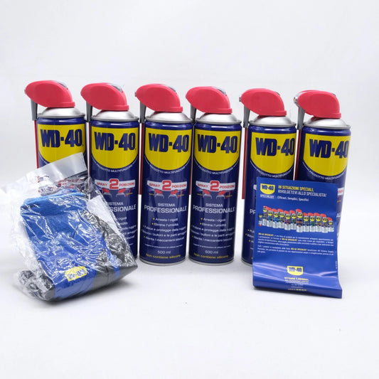 KIT 6x WD-40 Sbloccante Lubrificante 500ml Spray 2 Posizioni + Guanti In Omaggio | WD-40 | LS Motors